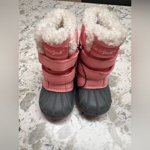 NWT Cat & Jack Pink and Gray Girls Winter Booties with Faux Fur
